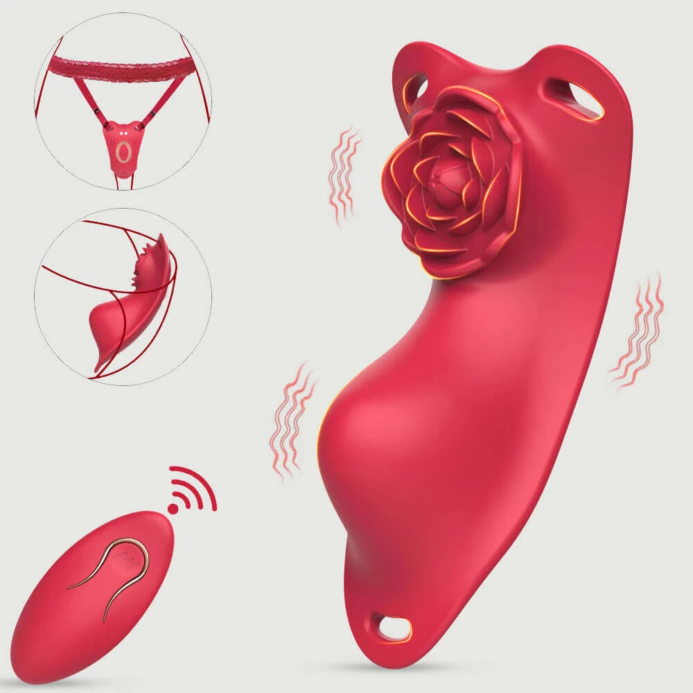 Die Blume Schmetterling Ferngesteuerte Wearable Vibrator - Rot