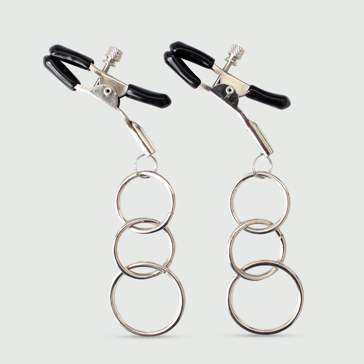 Verstellbare Nippelklemmen mit dreifachen Ringen - Silber
