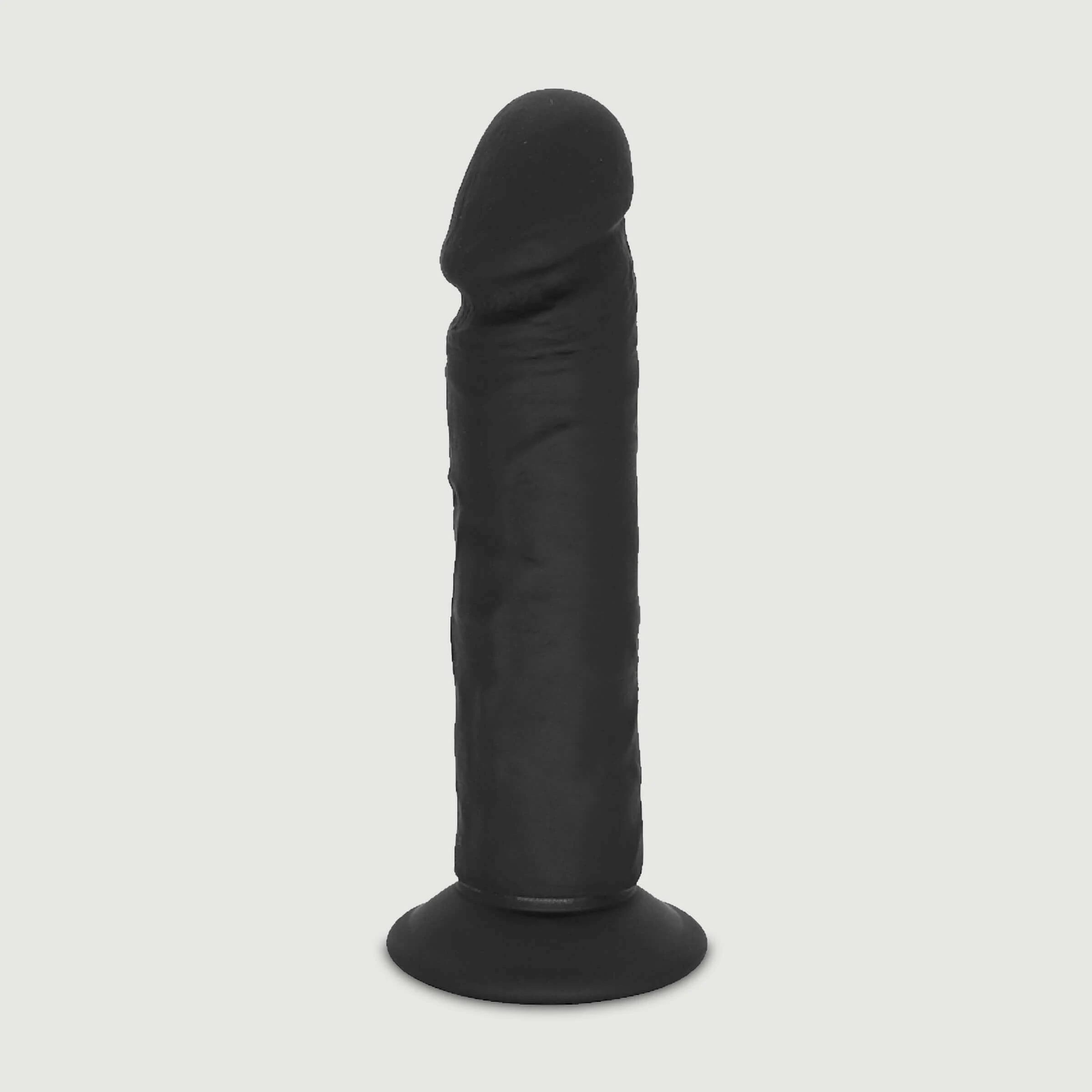 Qubo 23,5 cm Realistischer Silikon-Dildo mit Saugnapf - Schwarz