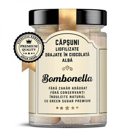 Capsuni liofilizate drajate in ciocolata alba Bombonella Secretele Ramonei, 100 g, Laboratoarele Remedia