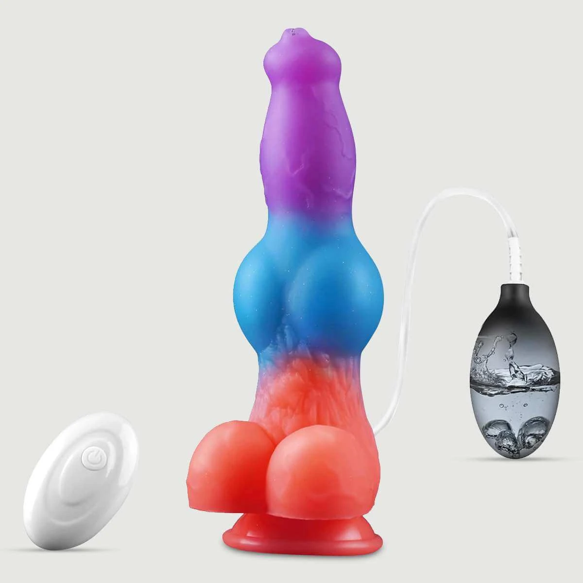Glow In The Dark Squirting & Vibrating Silikon Dildo mit Saugnapf - Multicolour