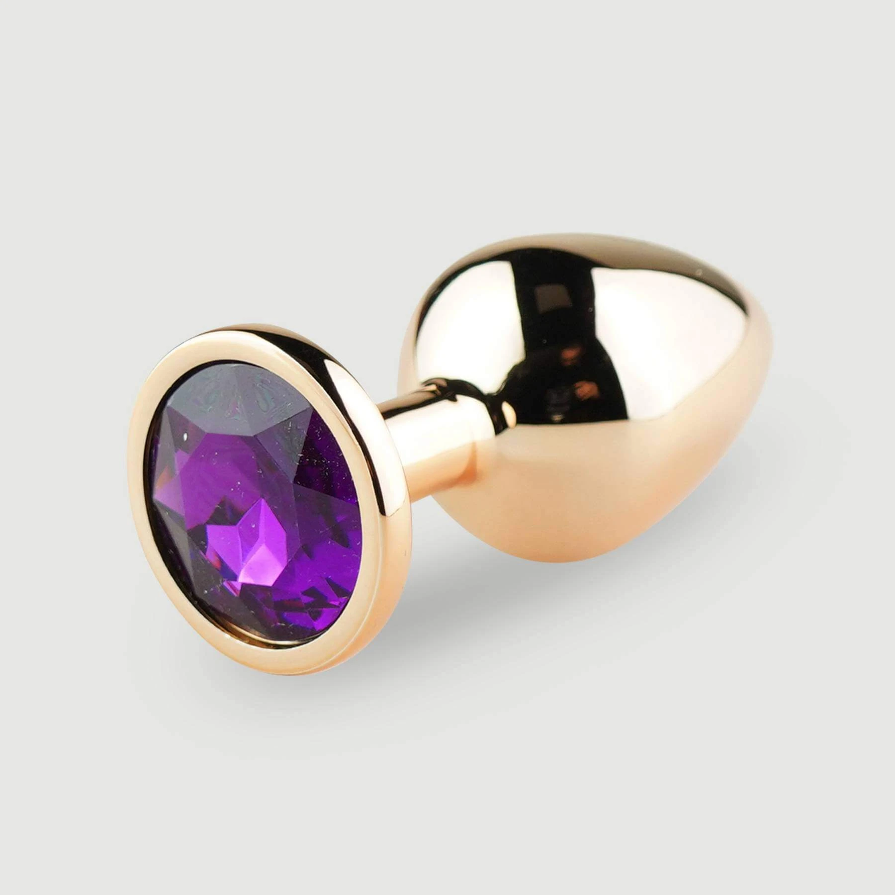 Anal Collection Medium Metall Butt Plug mit rundem Schmuckstück - Pink/Lila
