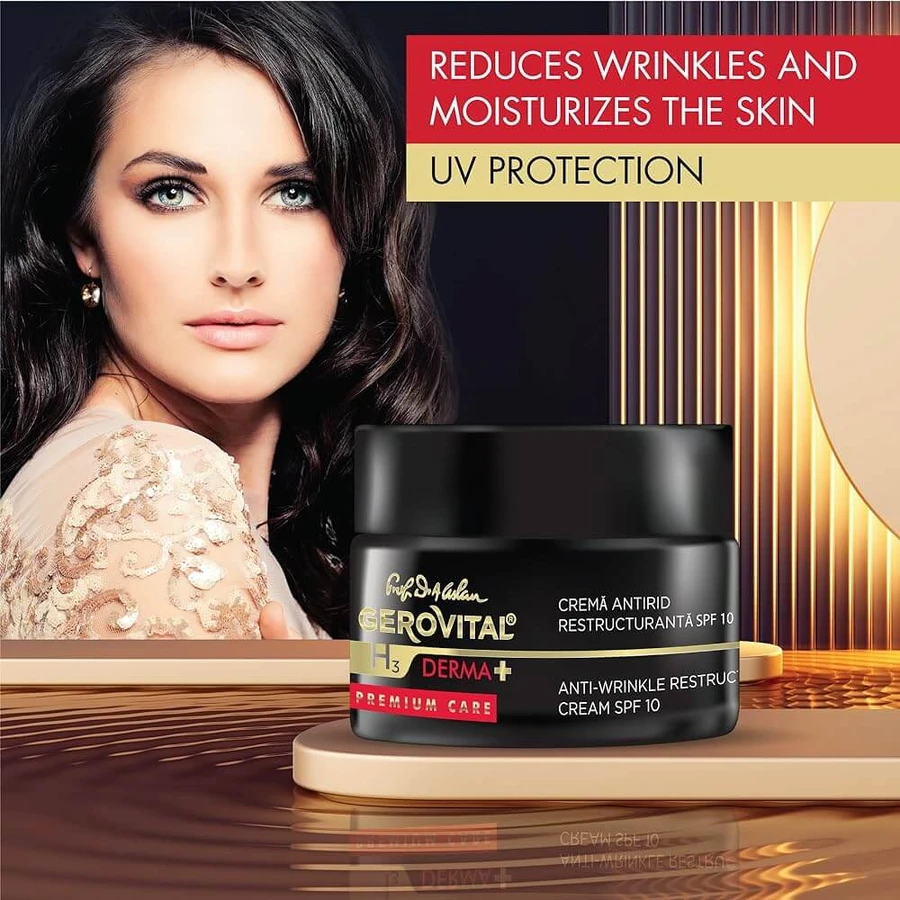 Gerovital H3 Derma+ Premium Care Anti-Falten Creme SPF 10, 50 ml, Farmec