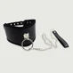Collier large en cuir avec double boucle et laisse - Noir