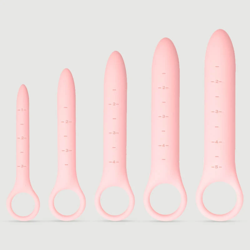 Sexopolis Wellness Vaginal Silikon Dilator Set mit Handgriff - Rosa
