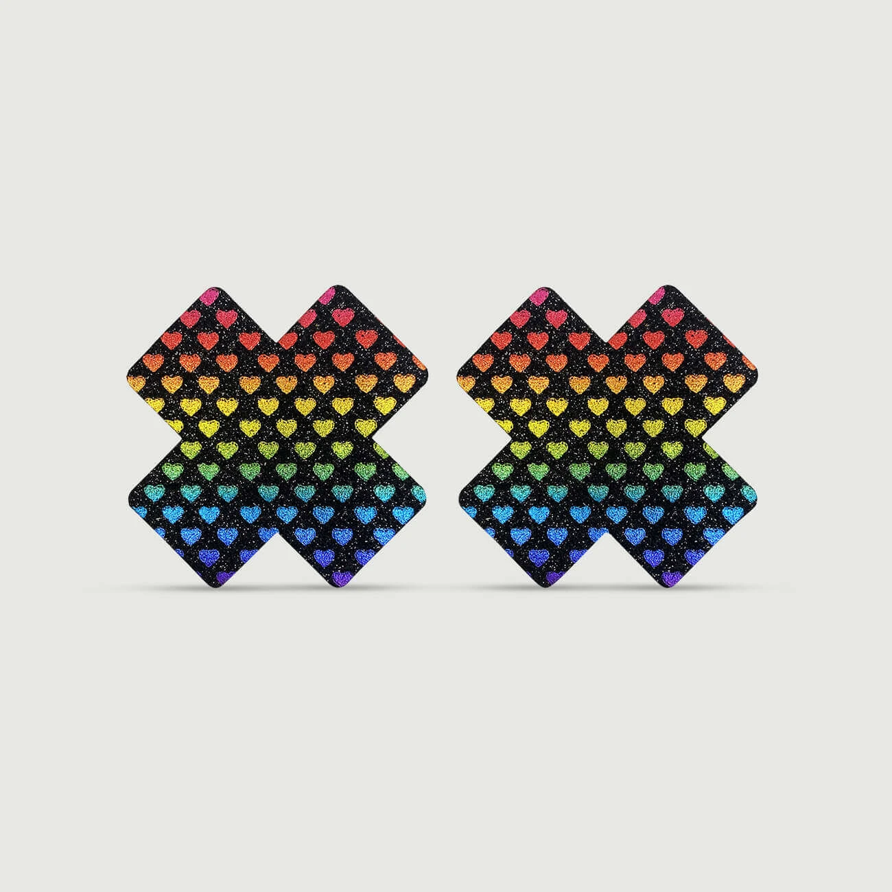 Nippelhüllen in Kreuzform mit bunten Herzen - Multicolour