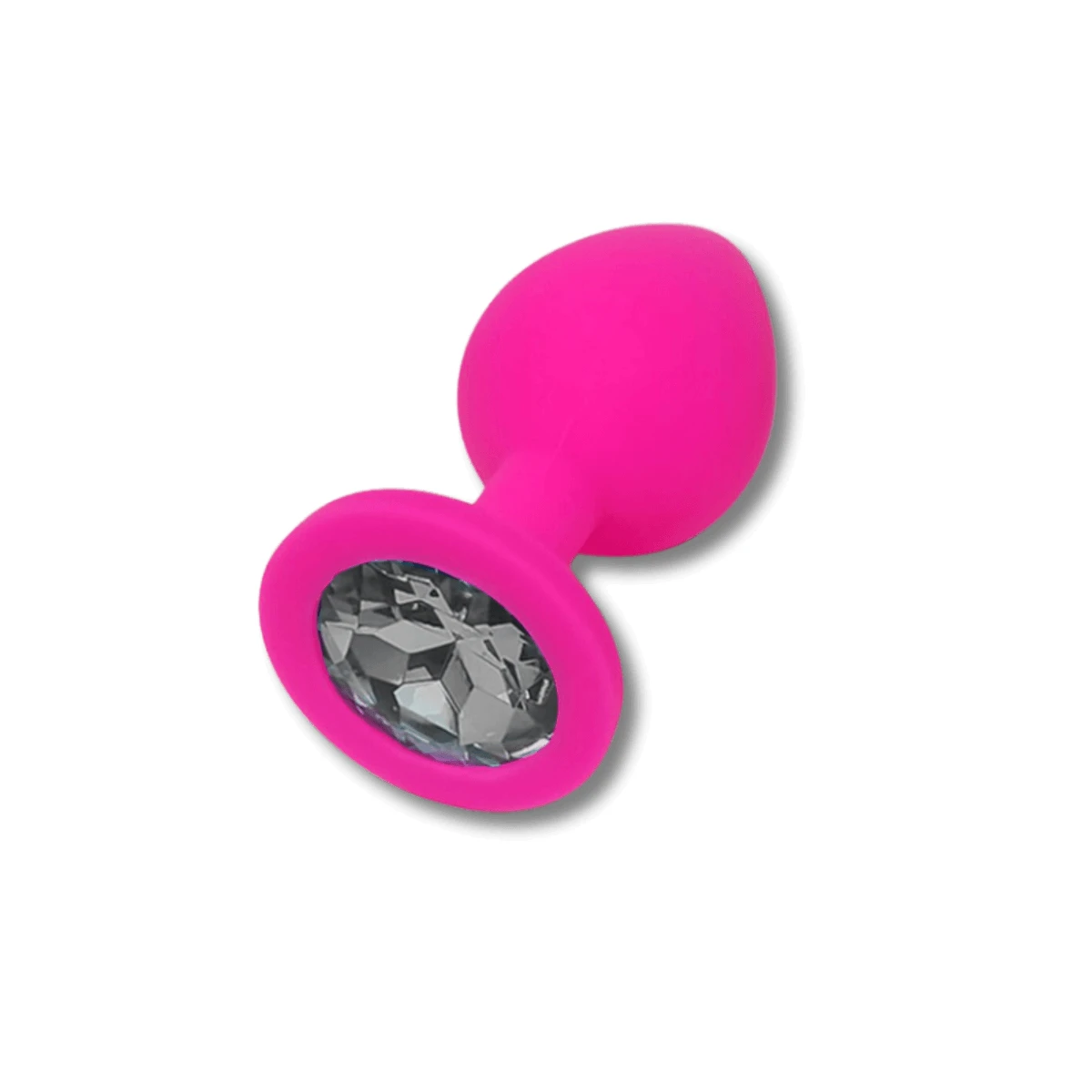 Anal Collection Silicone Medium Butt Plug mit rundem Schmuckstück - Pink/Schwarz
