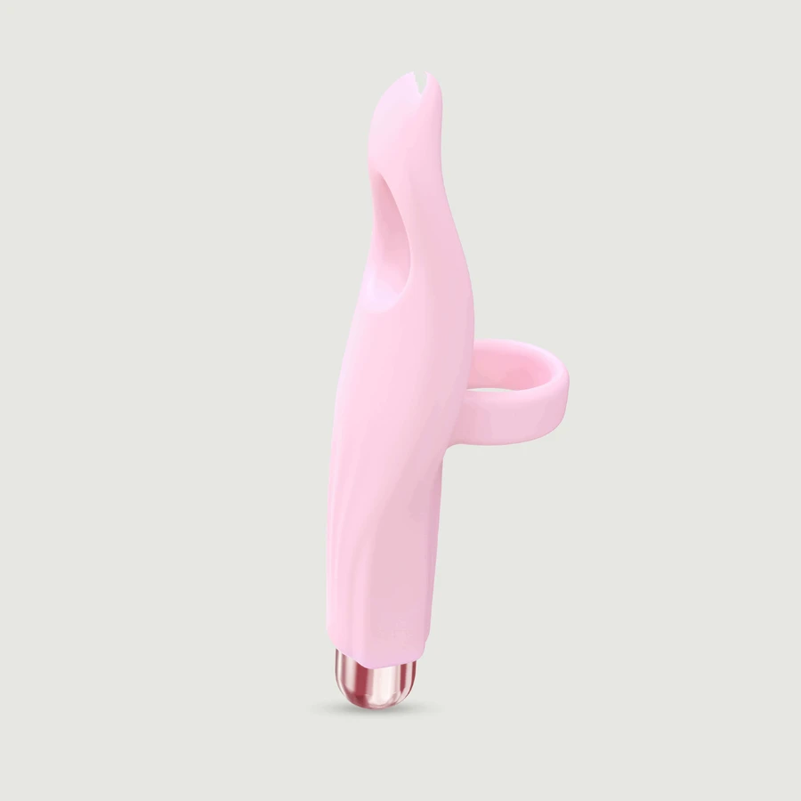 Kietelmevinger vibrator met siliconen huls - Roze