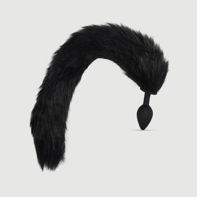 Long Tail Silikon Butt Plug - Schwarz