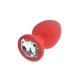 Anal Collection Large Butt Plug en Silicone avec Bijou Rond - Rouge/Transparent