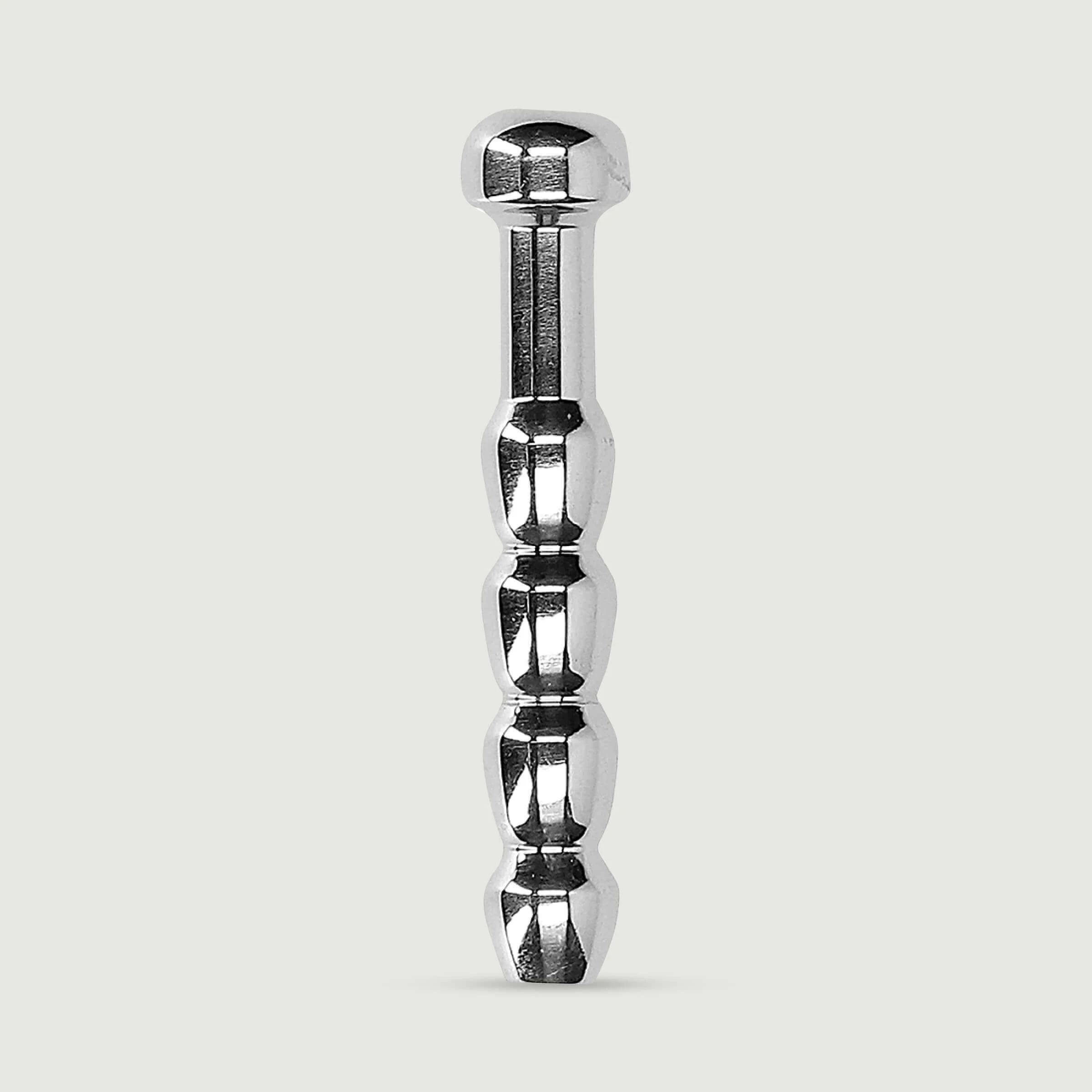Gerippter dicker hohler klingender Penis Plug 8 mm - Silber