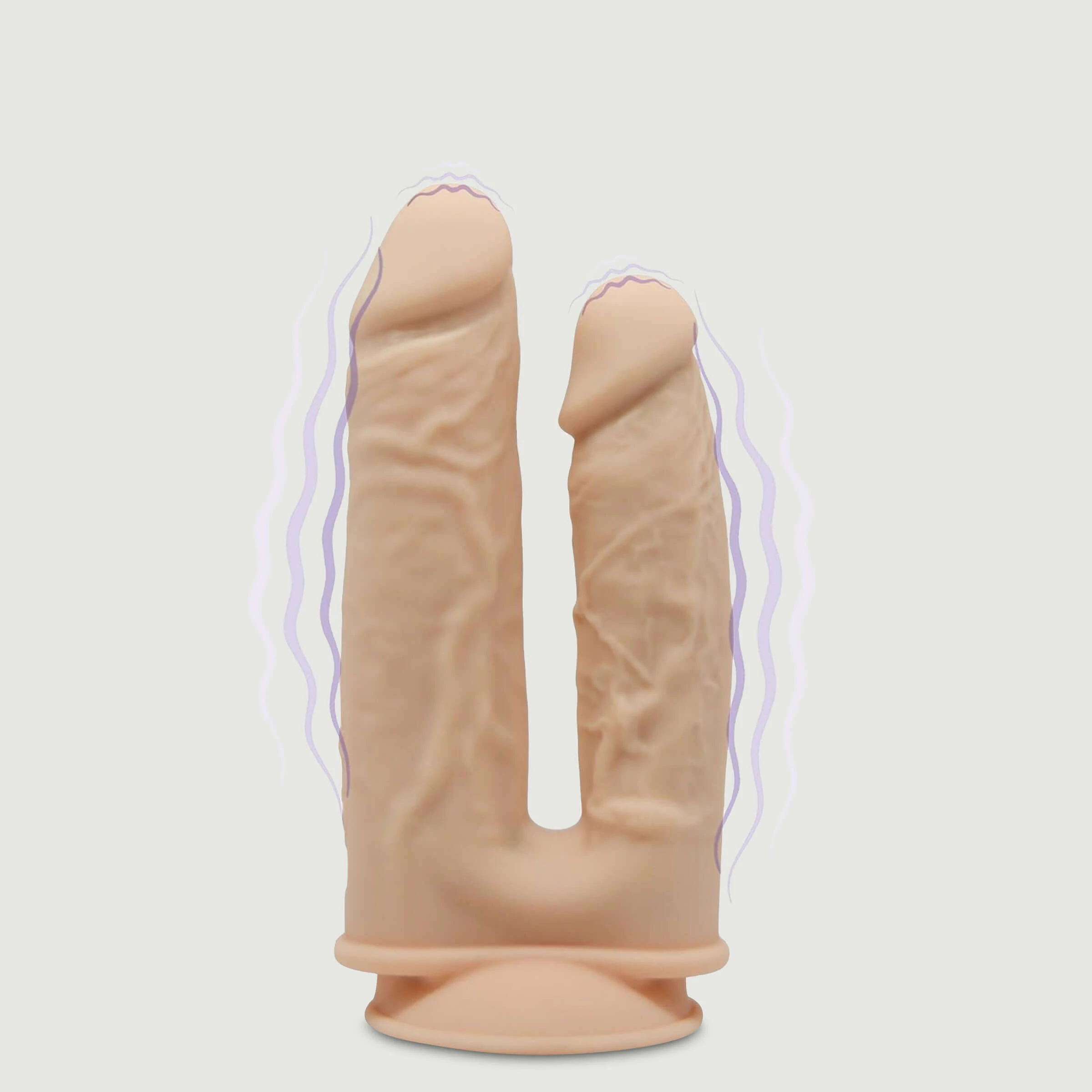 Dual Density Silikon Double Vibrating Realistic Dildo mit Saugnapf - Flesh
