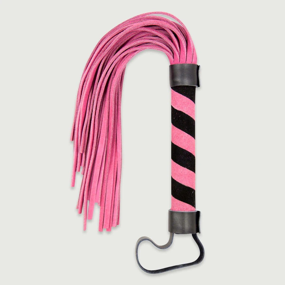 Flogger mit Ledersträngen & Zebra Style Griff - Pink