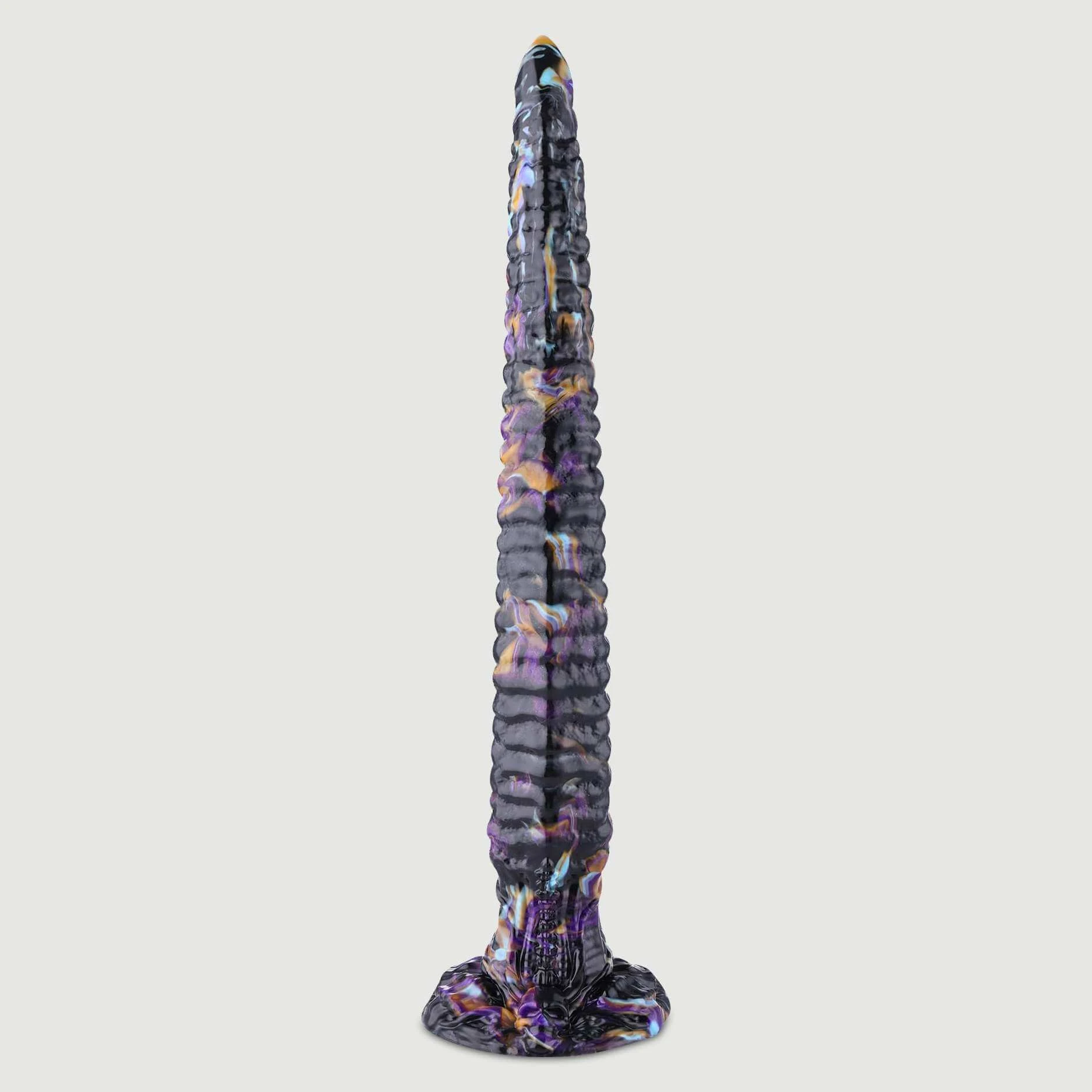 Sehr langer Silikon-Drachenhaut-Dildo 47 x 5 cm - Multicolour
