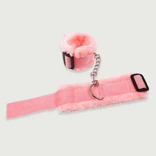 Esposas de peluche con forro suave y cadena de metal - Rosa