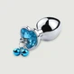 Anal Collection Small Butt Plug en métal avec bijou en forme de coeur et clochettes - Argent/Bleu