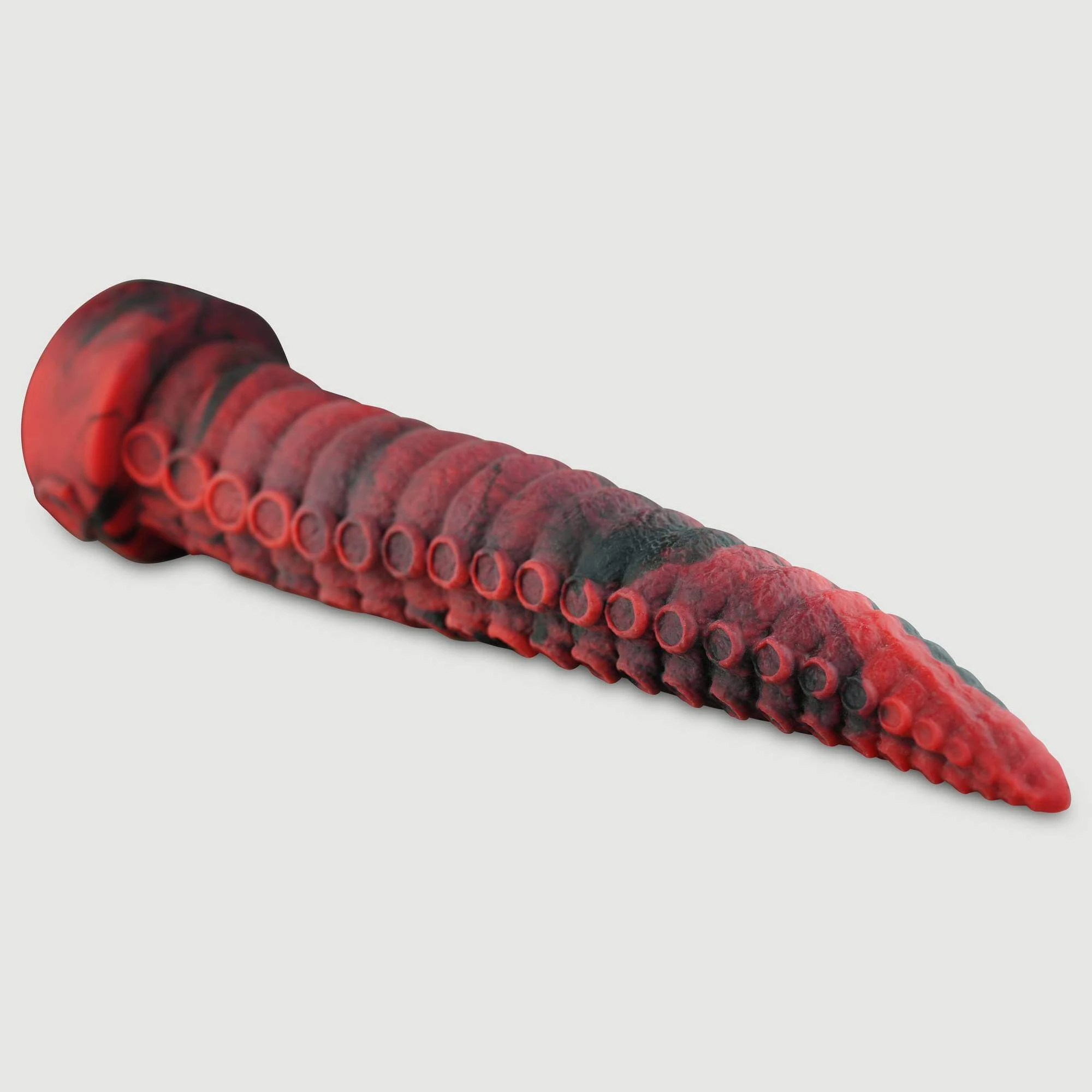 Ass Shredder Gerippter Platin Silikon Großer Anal Dildo 57,6 cm - Rot/Schwarz