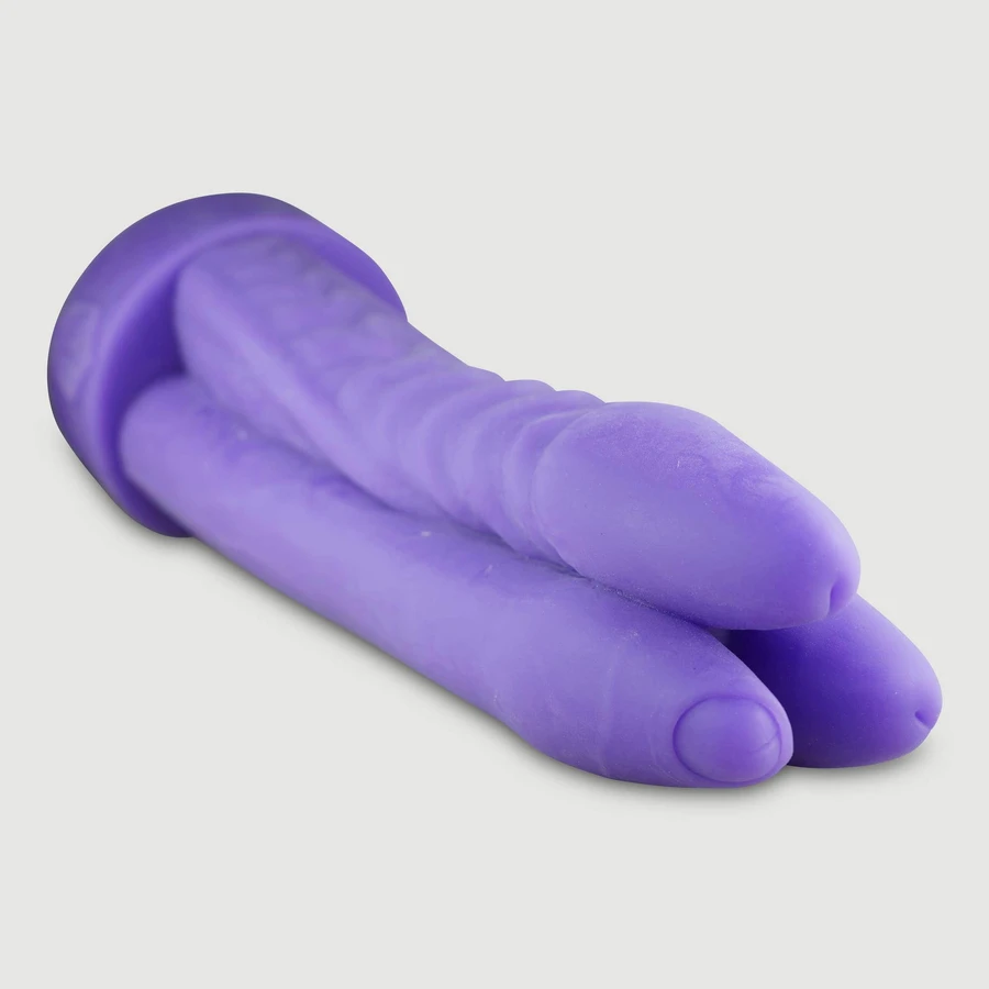 The Praying Dick Consolador X-Large de Silicona Platino Texturizado 43 cm - Morado