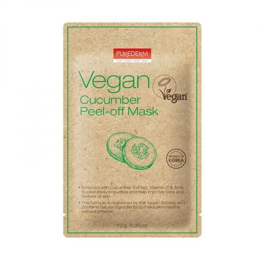 Vegan peel-off masker met komkommer, 10g, Purederm