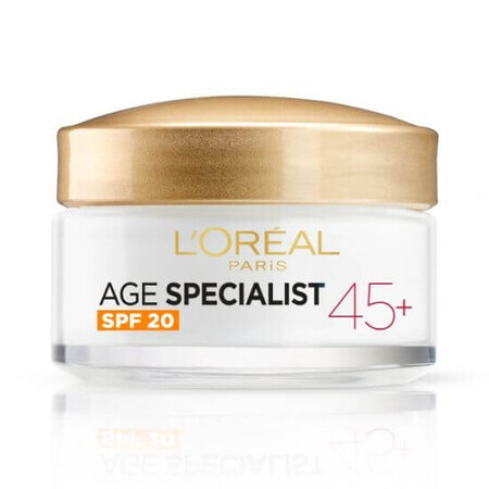 Crema de zi antirid cu efect de lifting si SPF 20 Age Specialist 45+, 50 ml, Loreal