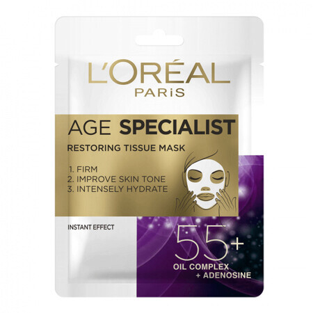 Masca servetel pentru regenerarea si hidratarea tenului Age Specialist 55+, 30 g, Loreal