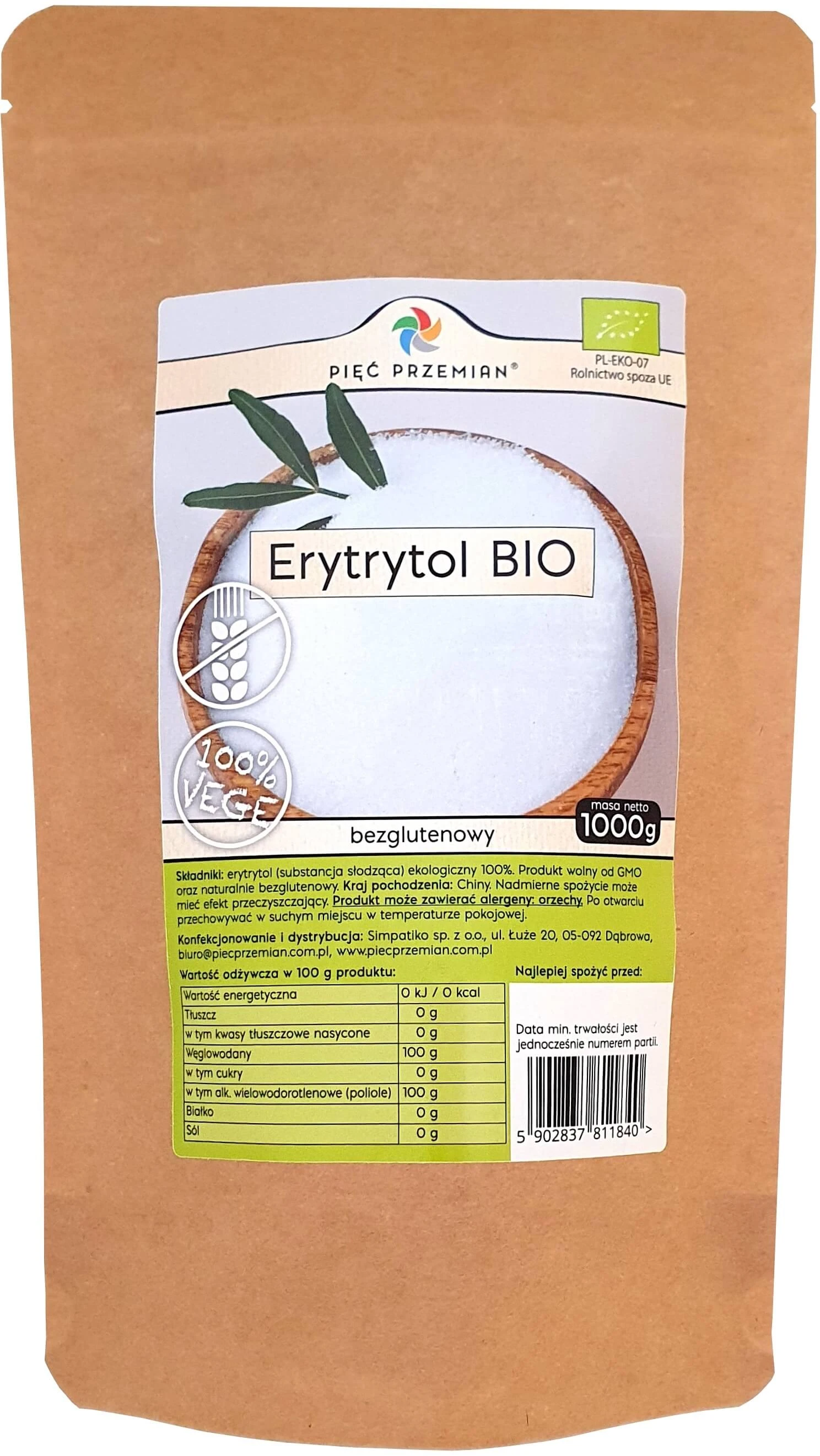 Fünf Verwandlungen Erythrit BIO 1000 g