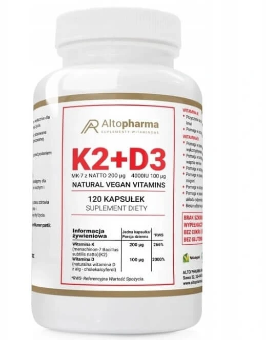 Altopharma K2 MK-7 mit NATTO 200mcg + D3 4000IU 100mcg