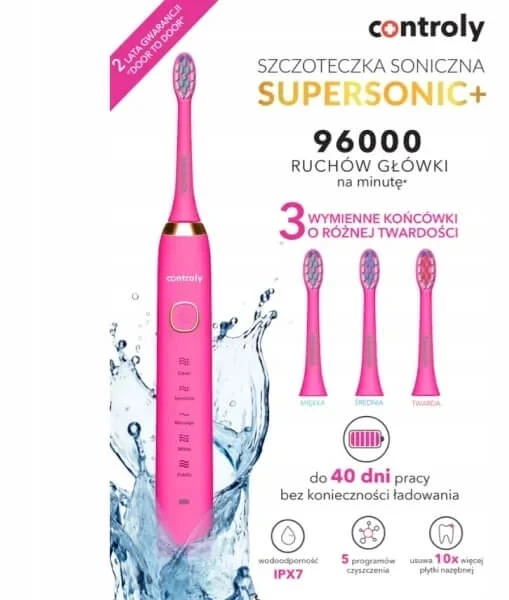 Controly Supersonic Plus Schallzahnbürste rosa 1 Stück