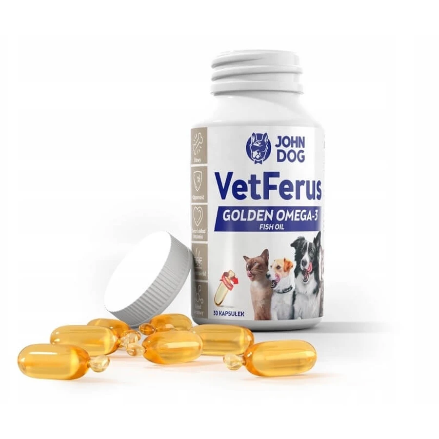 John Dog VetFerus Golden Omega-3 30 gélules.