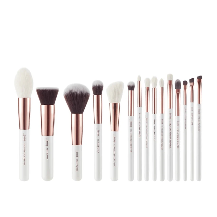 Jessup White/Rose Gold Mix Hair Brush Set of 15 Brushes (brosses à cheveux mixtes blanc/or rose)