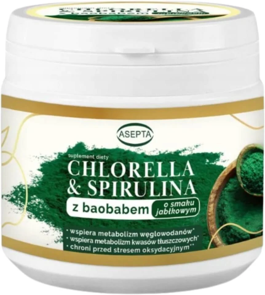 Asepta Chlorella & Spirulina mit Apfelgeschmack 150 g