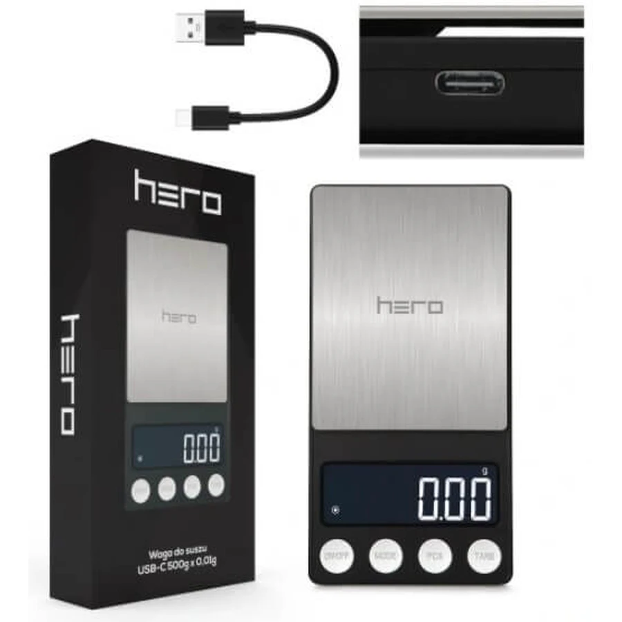 Hero cannabis gedroogd gewicht 500gx0.04g USB-C 1 stuk