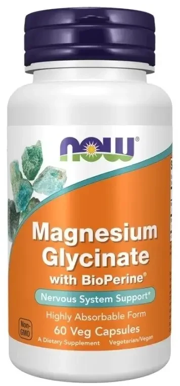 Now Foods Magnesium 100 mg mit Bioperine (Magnesium Diglycinat) , 60 Kapseln