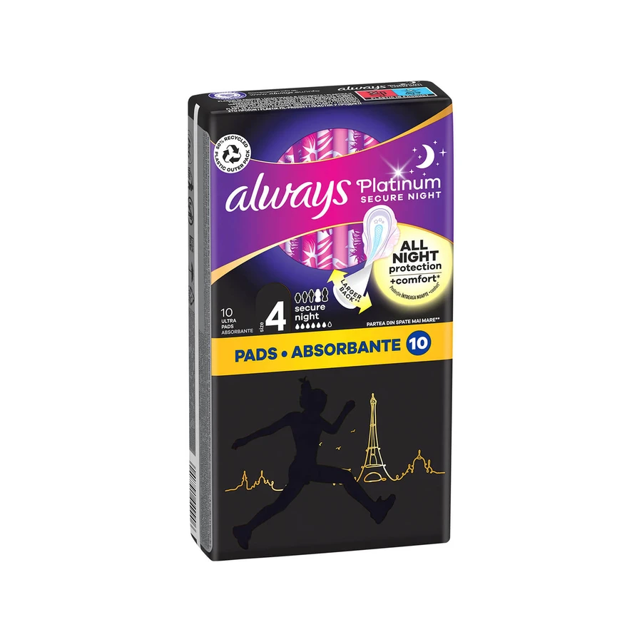 Always | Platinum Secure Night Pads ze skrzydełkami (Rozmiar 4) | 10szt.: ceny i cechy