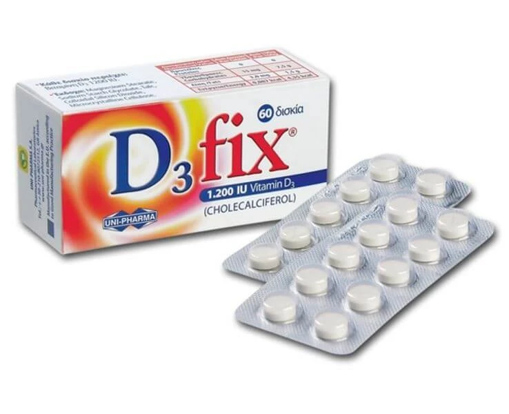 Uni-Pharma | D3 Fix Max 1.200iu | Vitamin D3 Ergänzung | 60 Tabs