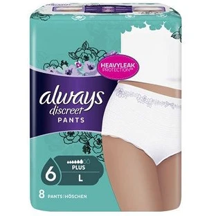Always | Discreet Pants Nr. 6 Plus Large | Ultra saugfähige Unterwäsche | 8pcs