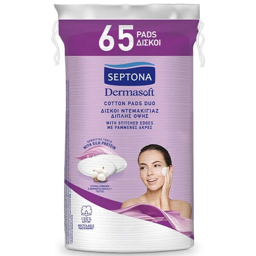 Septona | Dermasoft wattenschijfjes Duo Dubbelzijdige make-up schijfjes | 65st