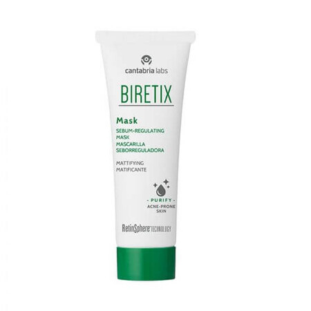 Masca pentru reglarea sebumului Biretix, 25 ml, Cantabria Lab