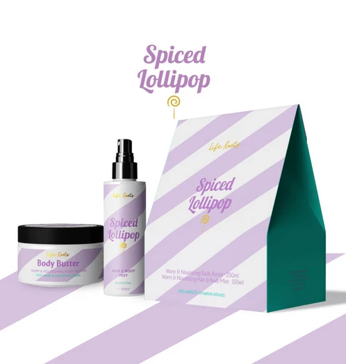 Life Roots | Geschenkset Spiced Lollipop Nourishing & Calming Body Butter 250ml & Hair & Body Mist | 150ml