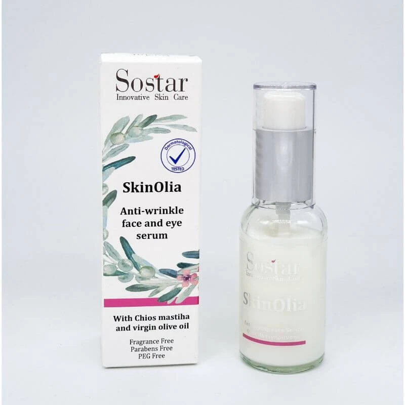 Sostar | Shine Anti-Falten Gesicht & Gesichtsserum & Augencreme mit Chios Mastix & Bio-Olivenöl | 30ml