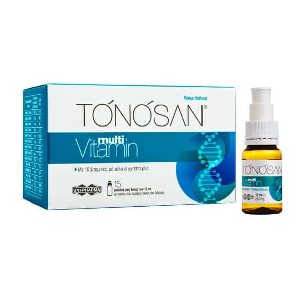 Tonosan | Multivitamin | Nahrungsergänzungsmittel für Energie und Anregung für die ganze Familie | 15x15ml