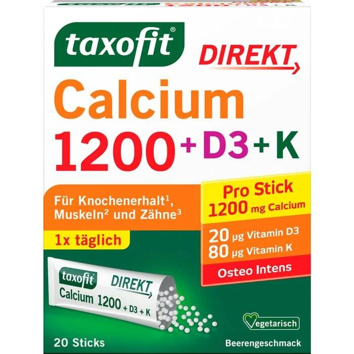 TAXOFIT Calcium 1200+D3+K Direkt Sticks 20 St