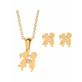 DALEE Bijoux Hypoallergéniques Couple de Baisers avec Collier et Boucles d'oreilles en Acier Plaqué Or avec Pierres