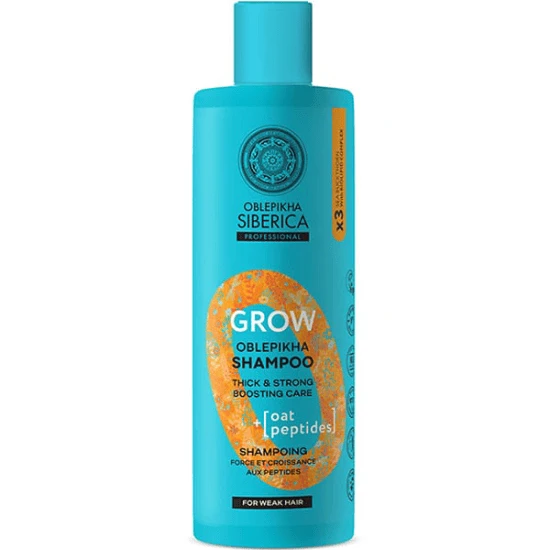 NATURA SIBERICA Oblepikha O Professionelles Kräftigungsshampoo, mit 3x Hippophae & Haferpeptiden zur Haarkräftigung, 400ml