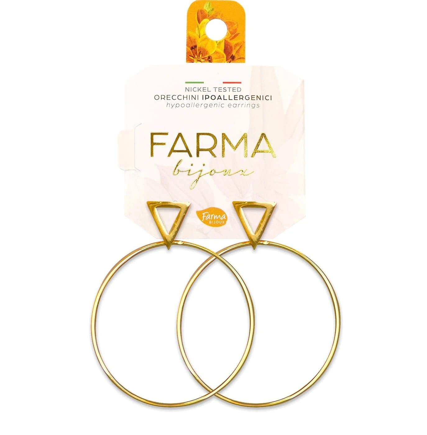 FARMA BIJOUX Hypoallergene dreieckige vergoldete Ohrringe 40mm (CG602-40M)