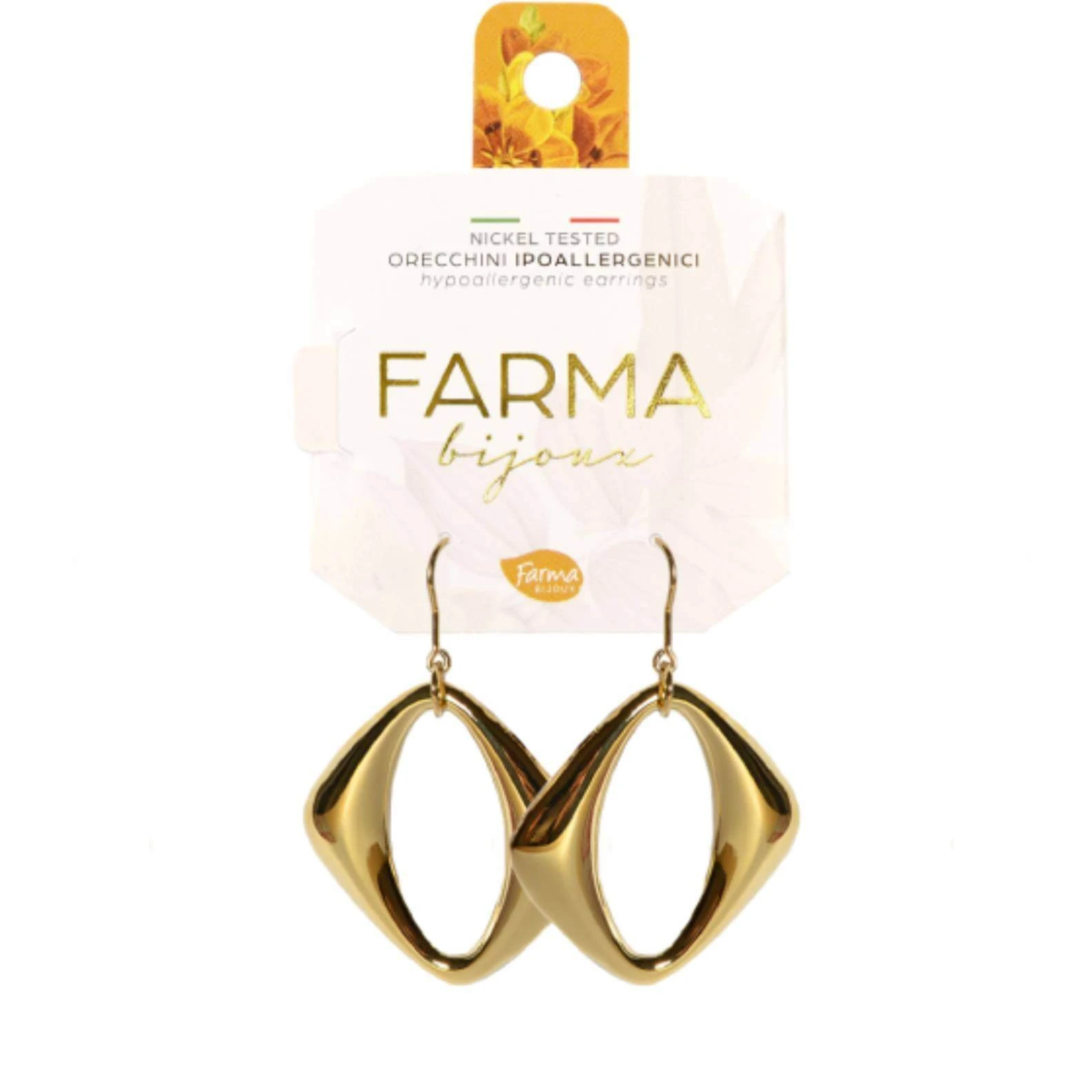 FARMA BIJOUX Hypoallergene Anhänger Ohrringe Gold Rhombus 42mm