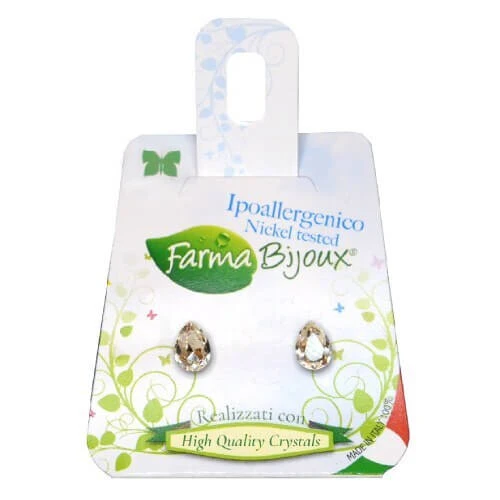 FARMA BIJOUX Tropfen Hypoallergene Ohrringe Träne Kristall Swarovski Transparent 6mm