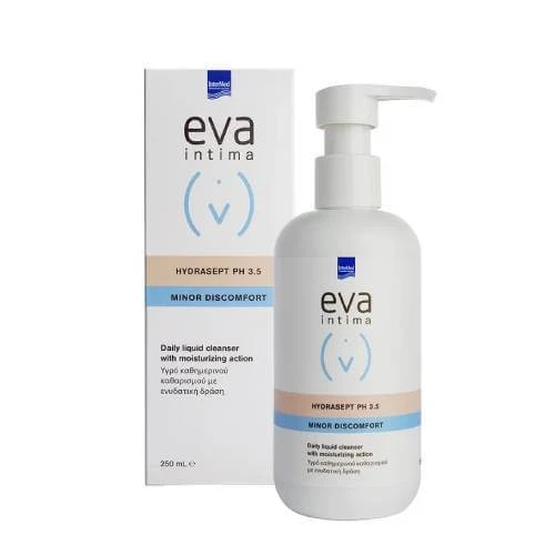 INTERMED Eva Intima Minor Discomfort Hydrasept Reinigungsflüssigkeit für den empfindlichen Bereich Ideal für Frauen mit Diabetes Mellitus pH 3,5 250ml