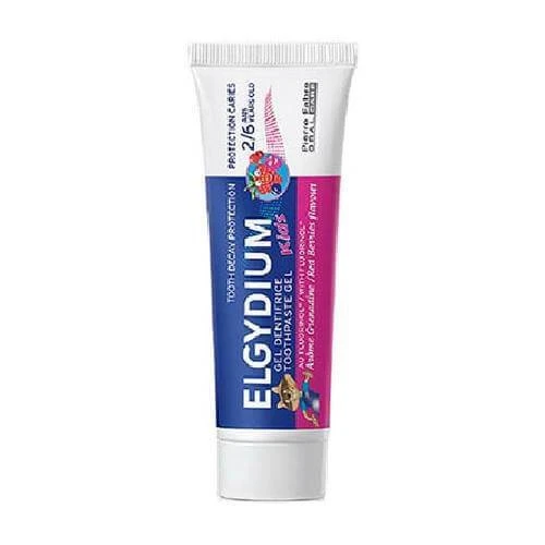 ELGYDIUM Kids Rote Beeren Zahnpasta für Kinder 3-6 zum Schutz vor Karies 50ml
