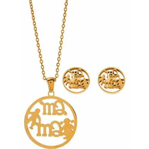 DALEE Hypoallergenen Schmuck Mom Set mit vergoldetem Stahl Halskette & Ohrringe